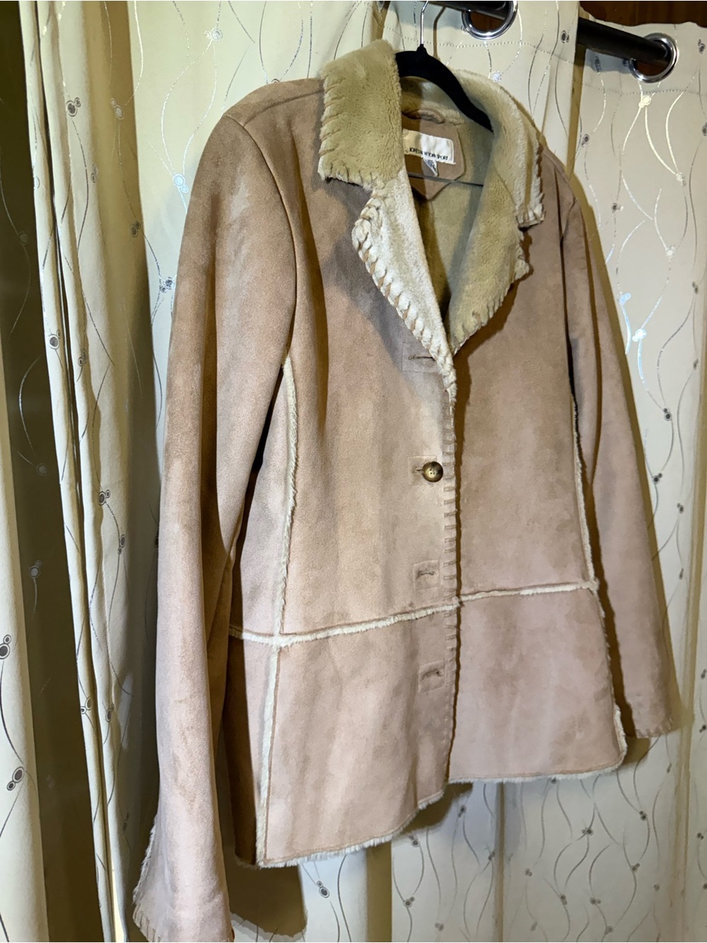 Jones New York Faux Suede Fur Lined Coat Size Large NWOT - Picture 4 of 9